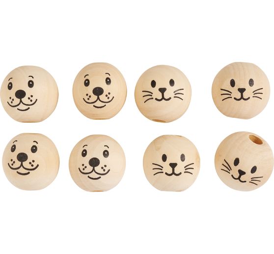T&ecirc;tes en bois &laquo; Chien et Chat &raquo;, ensemble de 8