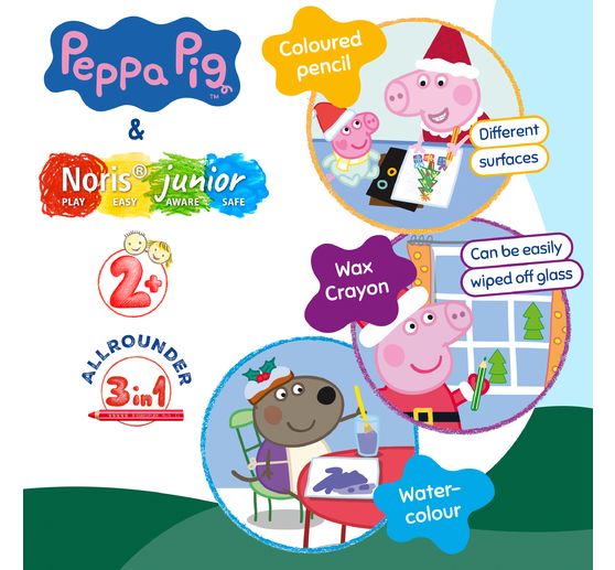 Crayons de couleur pour enfants Noris junior &laquo; Peppa Pig &raquo;, + 1 taille‑crayon