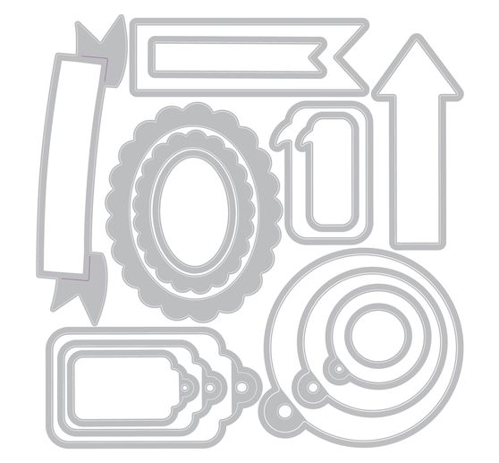 Gabarit d&rsquo;estampe Sizzix Framelits &laquo; Banners, Tags & Labels&raquo;