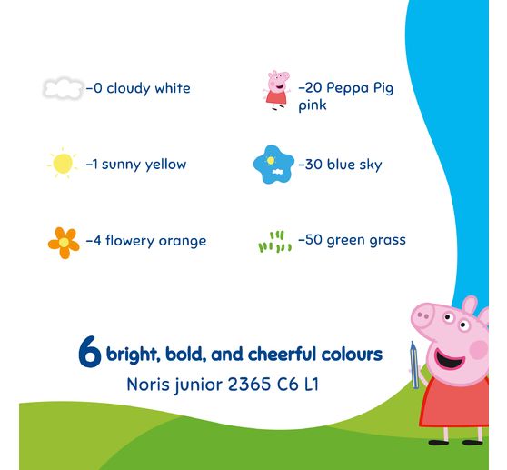 Craies de trottoir Noris junior &laquo; Peppa Pig &raquo;, 6 couleurs