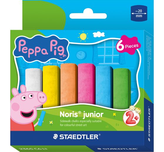 Craies de trottoir Noris junior &laquo; Peppa Pig &raquo;, 6 couleurs