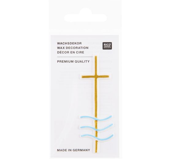 Motif en cire &laquo; Croix avec vagues &raquo;