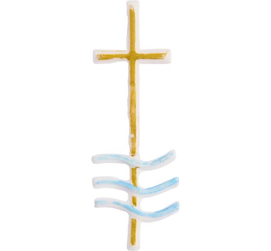 Motif en cire &laquo; Croix avec vagues &raquo;