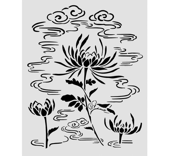 Stamperia Schablone "Oriental Garden - Lotus flower", 20 x 25 cm