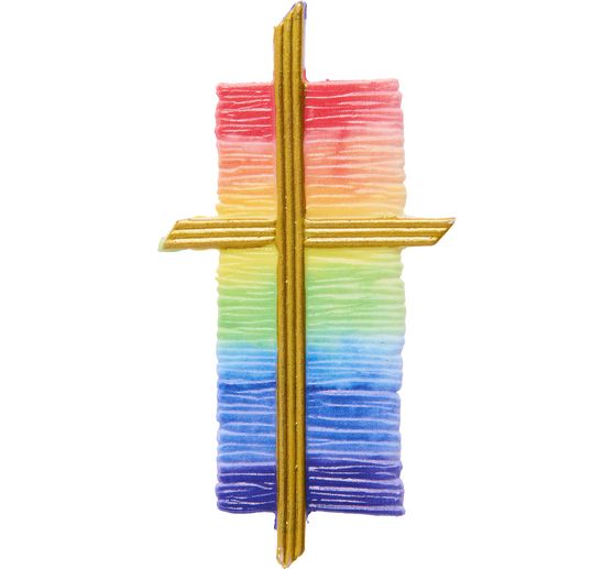 Wachsmotiv "Kreuz Regenbogen"