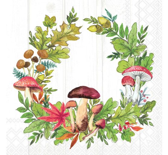 Serviette &laquo; Couronne avec champignons &raquo;