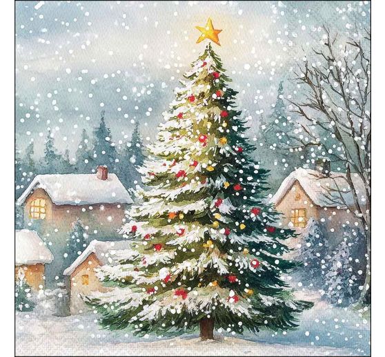 Serviette "Weihnachtsbaum im Schnee"
