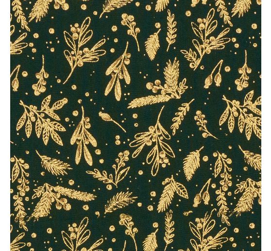 Tissu en popeline de coton hot foil au m&egrave;tre &laquo; Holly Green &raquo;