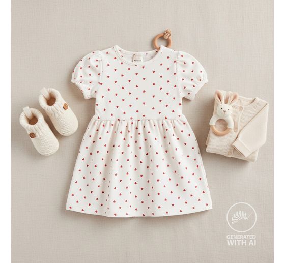 Rib jersey fabric "Hearts Red"