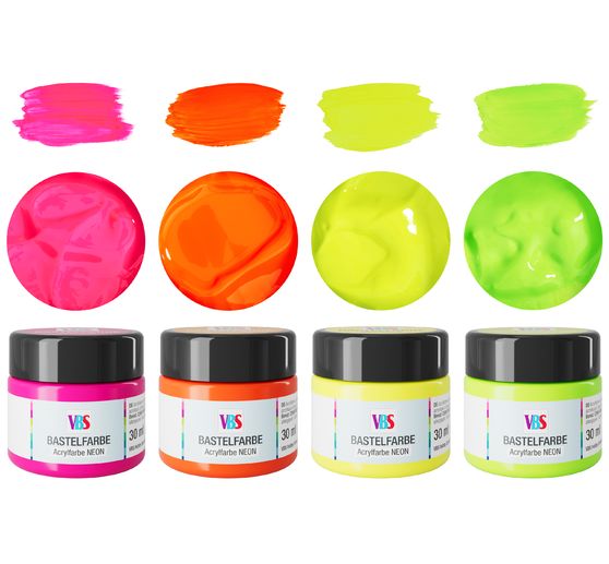 VBS Bastelfarben-Set "NEON", 4 x 30 ml