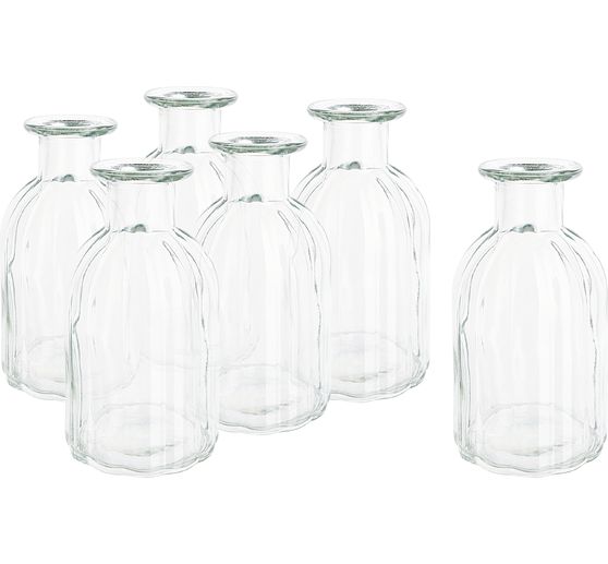 Vase en verre VBS XXL, rainur&eacute;, 6 pc.