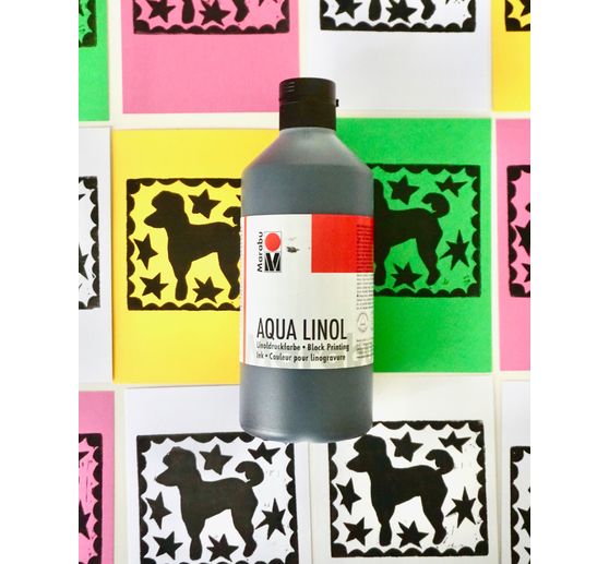 Peinture linogravure Aqua Marabu, noir, 500 ml
