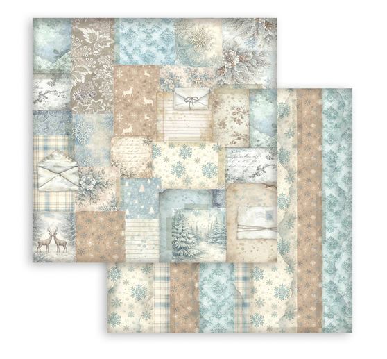 Bloc de papier scrapbooking Stamperia &laquo; White Christmas Backgrounds &raquo;
