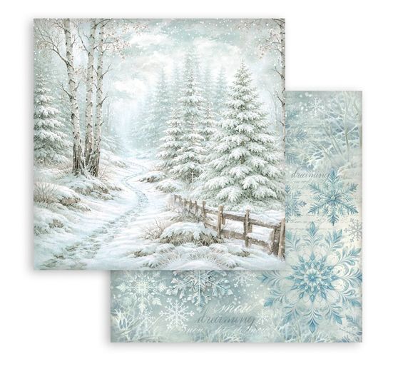 Bloc de papier scrapbooking Stamperia &laquo; White Christmas Backgrounds &raquo;