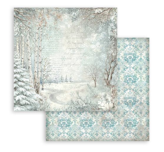 Bloc de papier scrapbooking Stamperia &laquo; White Christmas Backgrounds &raquo;