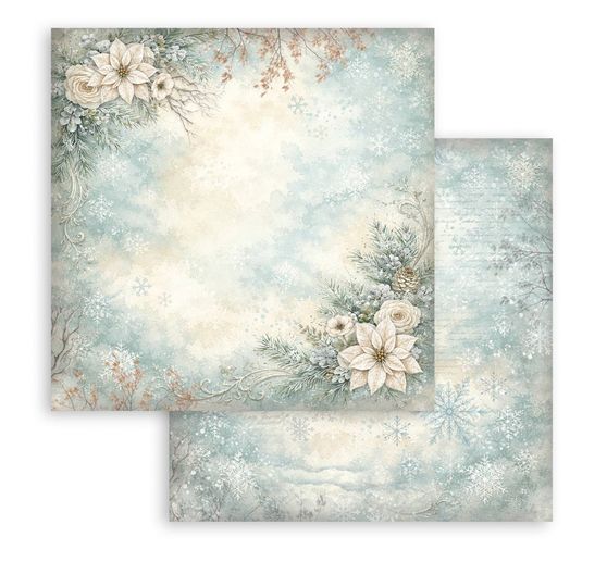 Bloc de papier scrapbooking Stamperia &laquo; White Christmas Backgrounds &raquo;