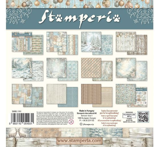 Bloc de papier scrapbooking Stamperia &laquo; White Christmas Backgrounds &raquo;