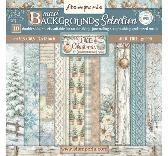 Bloc de papier scrapbooking Stamperia &laquo; White Christmas Backgrounds &raquo;