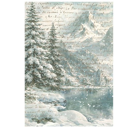 Soie de paille &agrave; motifs backgrounds Stamperia &laquo; White Christmas &raquo;, DIN A6, set de 8 pi&egrave;ces