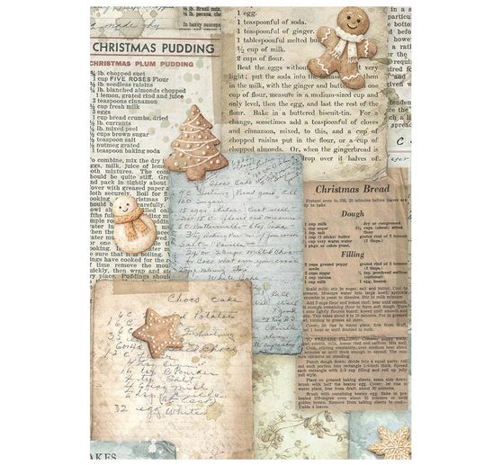 Soie de paille &agrave; motifs backgrounds Stamperia &laquo; White Christmas &raquo;, DIN A6, set de 8 pi&egrave;ces