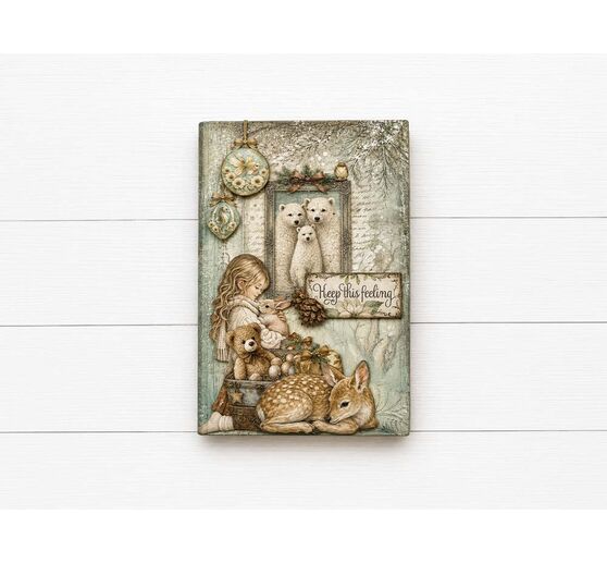 Assortiment de soies de paille &agrave; motifs Stamperia &laquo; White Christmas &raquo;, DIN A4, set de 6 pi&egrave;ces