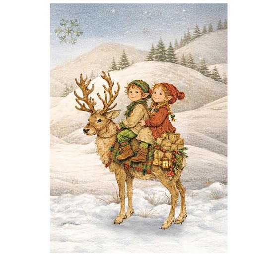 Assortiment de soies de paille &agrave; motifs Stamperia &laquo; Silent Night &raquo;, DIN A6, set de 8 pi&egrave;ces