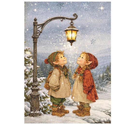 Assortiment de soies de paille &agrave; motifs Stamperia &laquo; Silent Night &raquo;, DIN A6, set de 8 pi&egrave;ces