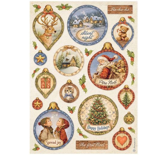 Assortiment de soies de paille &agrave; motifs Stamperia &laquo; Silent Night &raquo;, DIN A4, set de 6 pi&egrave;ces