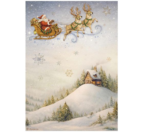 Assortiment de soies de paille &agrave; motifs Stamperia &laquo; Silent Night &raquo;, DIN A4, set de 6 pi&egrave;ces