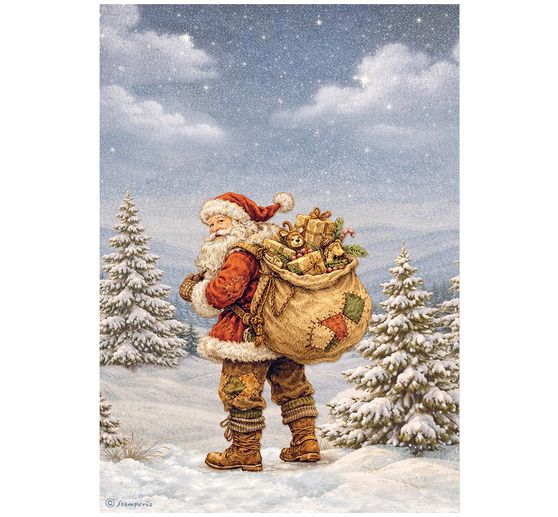 Assortiment de soies de paille &agrave; motifs Stamperia &laquo; Silent Night &raquo;, DIN A4, set de 6 pi&egrave;ces