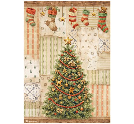 Assortiment de soies de paille &agrave; motifs Stamperia &laquo; Silent Night &raquo;, DIN A4, set de 6 pi&egrave;ces