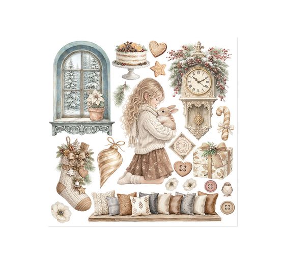 Assortiment de Rub On Stamperia &laquo; White Christmas &raquo;