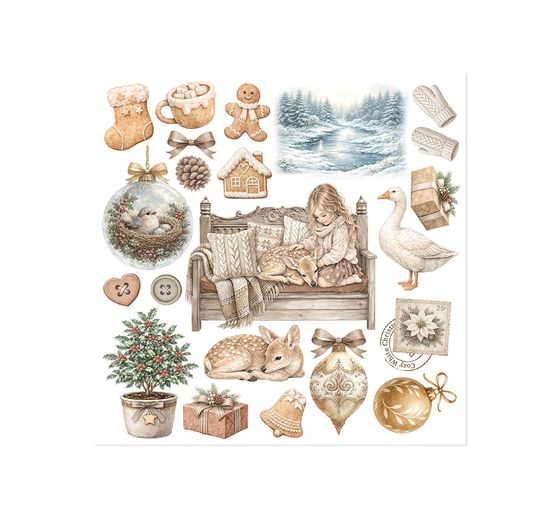 Assortiment de Rub On Stamperia &laquo; White Christmas &raquo;