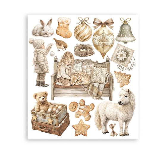 Stamperia XL Rub On assortment "White Christmas"