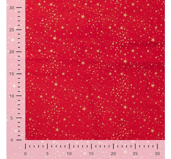 Tissu en popeline de coton hot foil au m&egrave;tre &laquo; Petites &eacute;toiles &ndash; Rouge &raquo;