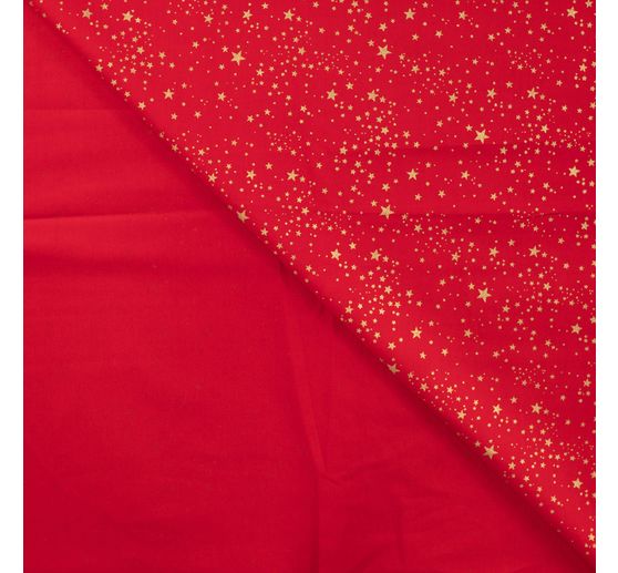 Tissu en popeline de coton hot foil au m&egrave;tre &laquo; Petites &eacute;toiles &ndash; Rouge &raquo;