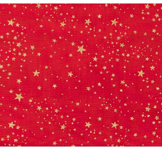 Tissu en popeline de coton hot foil au m&egrave;tre &laquo; Petites &eacute;toiles &ndash; Rouge &raquo;