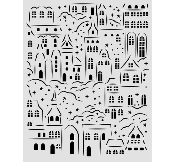 Pochoir Stamperia &laquo; Christmas Village &raquo;, 20 x 25 cm