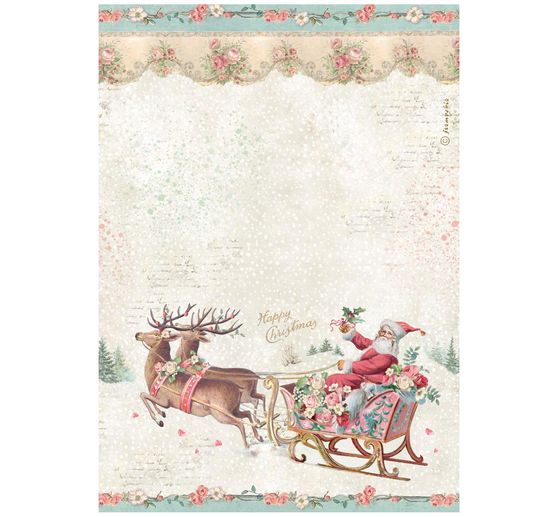 Soie de paille &agrave; motifs Stamperia &laquo; Winter Magic - Santa Claus &raquo;