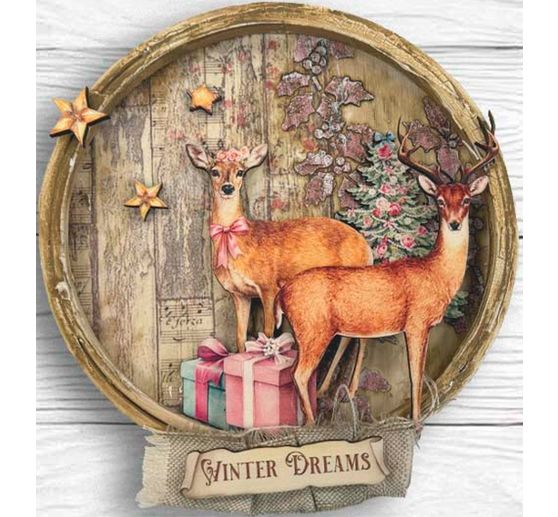 Soie de paille &agrave; motifs backgrounds Stamperia &laquo; Winter Magic &raquo;, DIN A6, set de 8 pi&egrave;ces