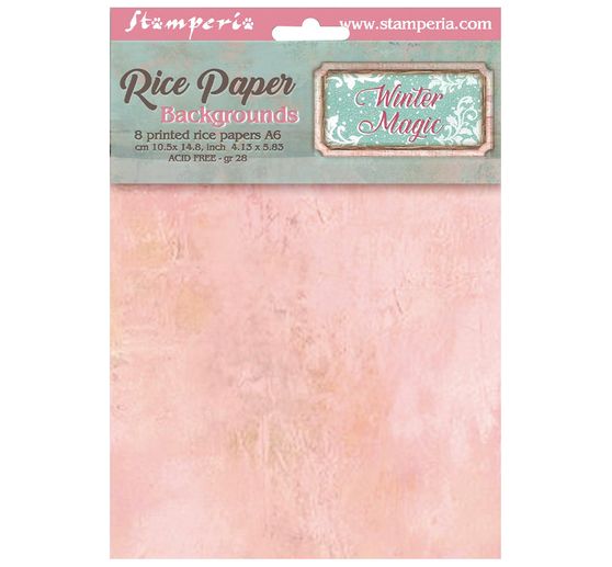 Soie de paille &agrave; motifs backgrounds Stamperia &laquo; Winter Magic &raquo;, DIN A6, set de 8 pi&egrave;ces