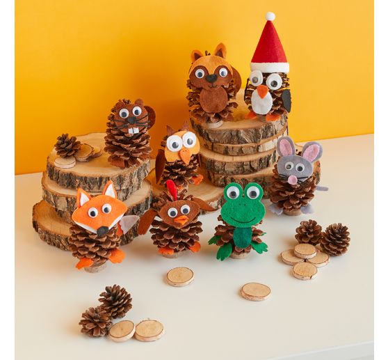 Kit cr&eacute;atif VBS &laquo; Animaux en pommes de pin &raquo;