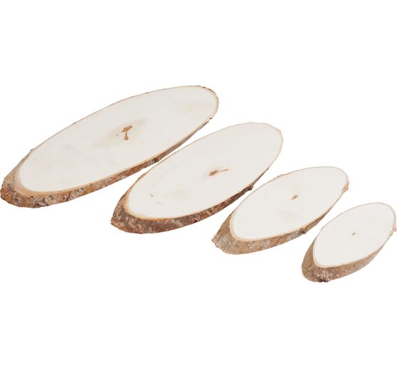 Tron&ccedil;ons de bois VBS &laquo; Ovale &raquo;, set de 4
