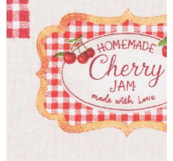 Tissu imprim&eacute; aspect lin au m&egrave;tre &laquo; Cherries &raquo;