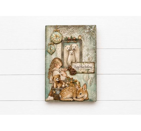 Soie de paille &agrave; motifs backgrounds Stamperia &laquo; White Christmas &raquo;, DIN A6, set de 8 pi&egrave;ces