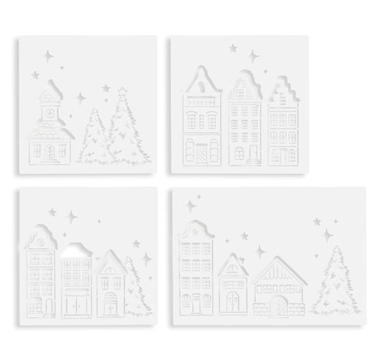 Set de pochoirs VBS &laquo; Village hivernal &raquo;, 4 pc.