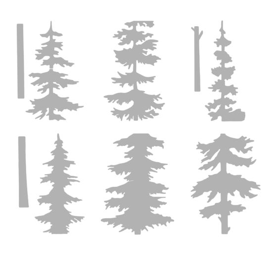 Set de pochoirs VBS &laquo; Hauts sapins &raquo;, 6 pc.