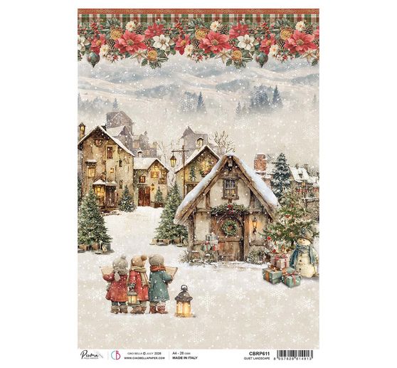 Ciao Bella motif straw silk "Merry & Bright - Quiet Landscape"