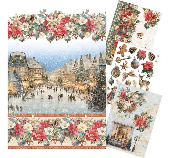 Ciao Bella Motiv-Strohseiden Sortiment "Merry & Bright", 4er-Set