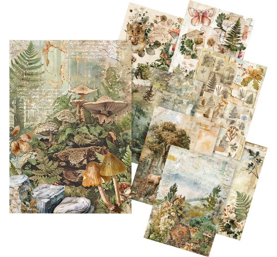 Ciao Bella Motiv-Strohseiden Sortiment "The Nature Journal", 8er-Set